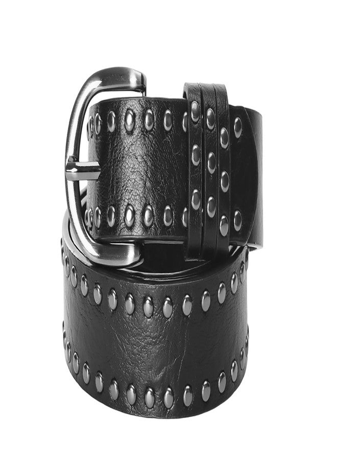 OVOY Studded-Punk-Rock-Belts for Women - Western Studded Rivets Gothic Goth Leather Belt for Jeans & Rocker Outfits - Image 1
